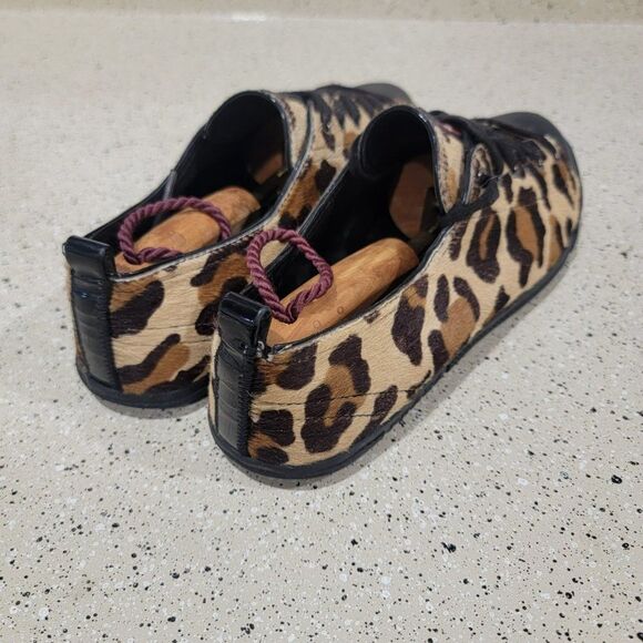 PRADA Linea Rosa Leopard Print Calf Hair Oxford Lace Up Flat 3E4739 39/8 - Picture 5 of 9